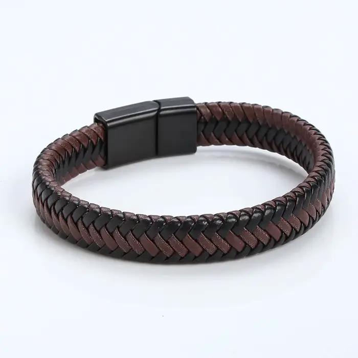 Bracelet en cuir de haute qualité pour hommes, classique, mode, œil de tigre rouge, perles, multicou