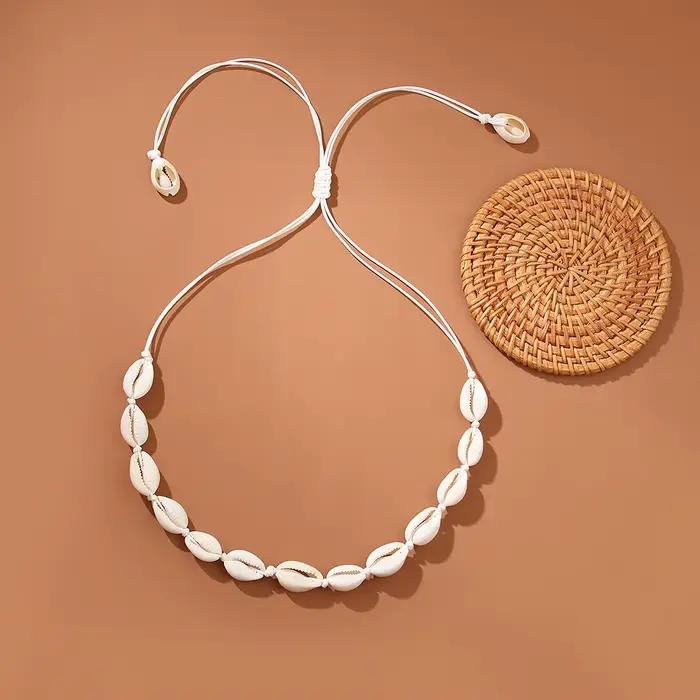 Bohème hawaïen coquillage de mer Bracelet collier bijoux bohème corde chaîne collier femmes été océa