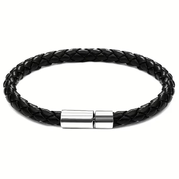 Bracelet en cuir tressé pour homme, fermoir magnétique de haute qualité, bracelet vintage réglable p