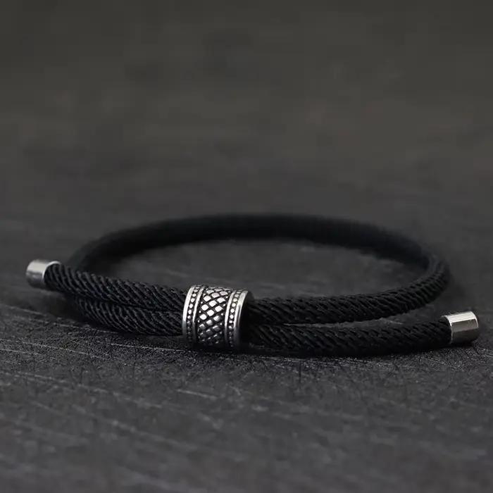 Noter nouveau dans hommes Bracelet Vintage Viking Braclet Homme 4mm Nylon cordon chaîne Braslet régl