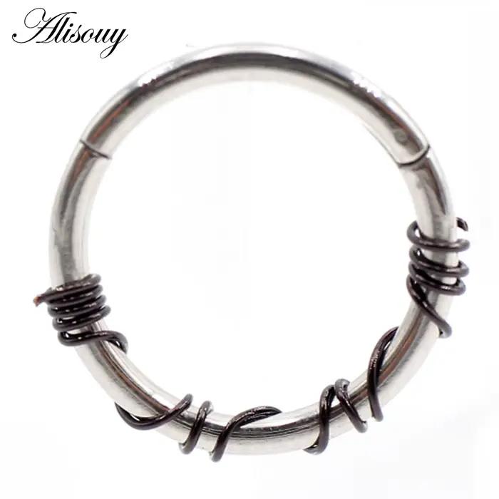 Alisouy-Générateur de piercing Septum en acier, anneau de segment articulé ClUNICEF, boucles d'oreil