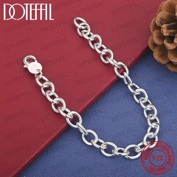 Bracelet en argent sterling 925 de 8 pouces, chaîne O classique minimaliste pour hommes et femmes, c