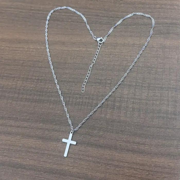 Collier croix en acier inoxydable plaqué or véritable 18 carats pour femmes et filles, ne ternit pas