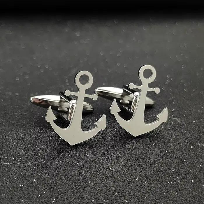 Boutons de manchette Ancre pour hommes, pour poignets de chemise, de haute qualité, classiques, naut