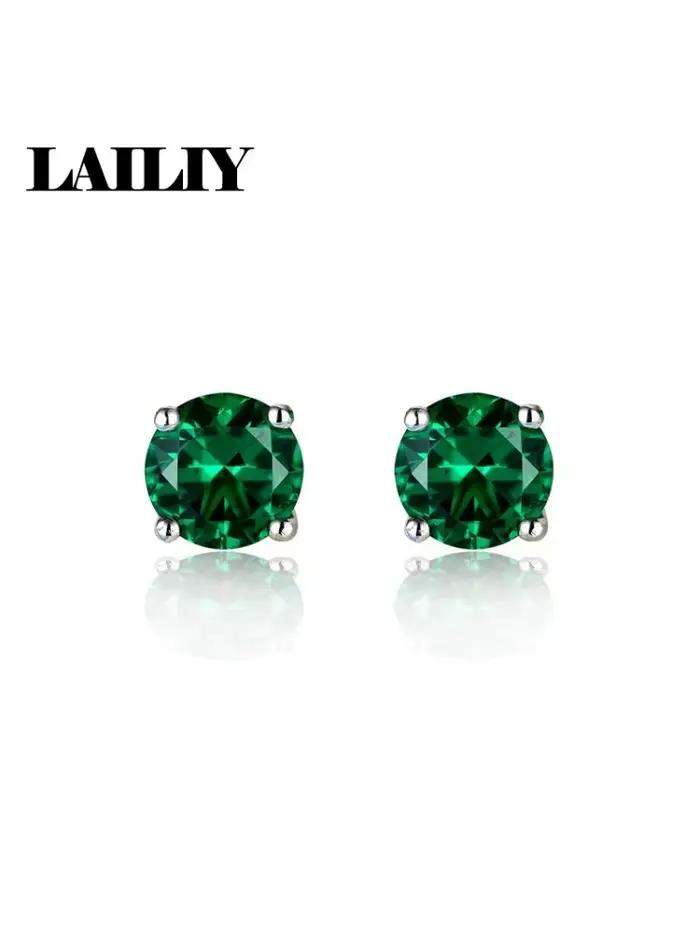 LAILIY Boucles d'oreilles émeraude en argent sterling 925 pour femmes, bijoux tendance