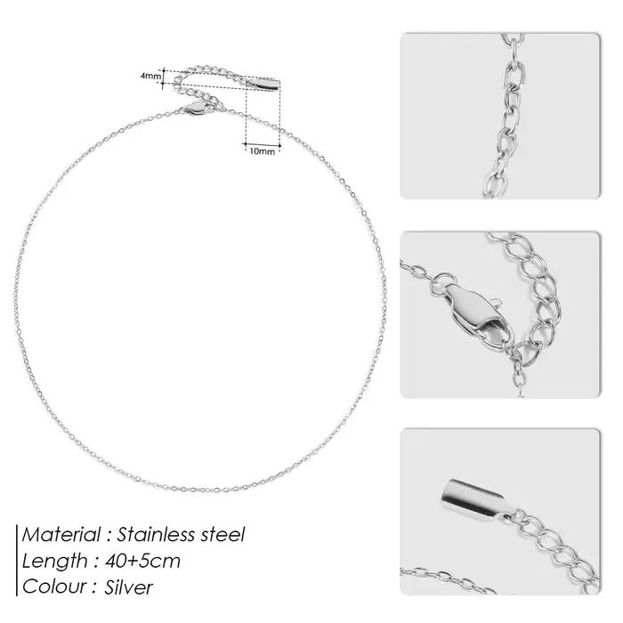 Collier court pour homme EManco Classic Fine Chain plaqué or, acier inoxydable, fermoir mousqueton a