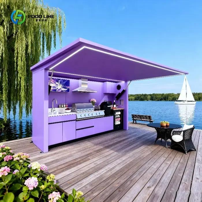 Cuisine extérieure sur mesure de qualité supérieure, style premium, avec évier et réfrigérateur inté
