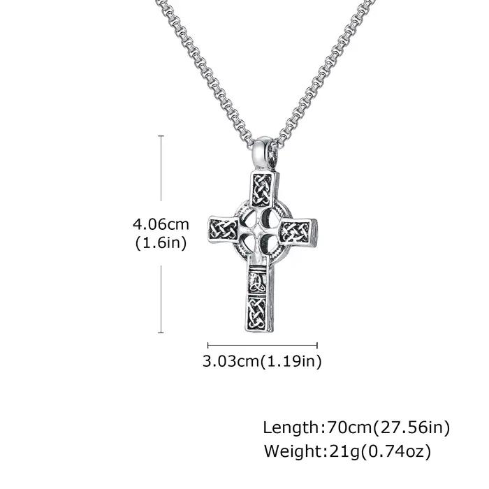 Collier croix à nœud celtique nordique pour hommes, collier pendentif en métal Viking rétro, bijoux 