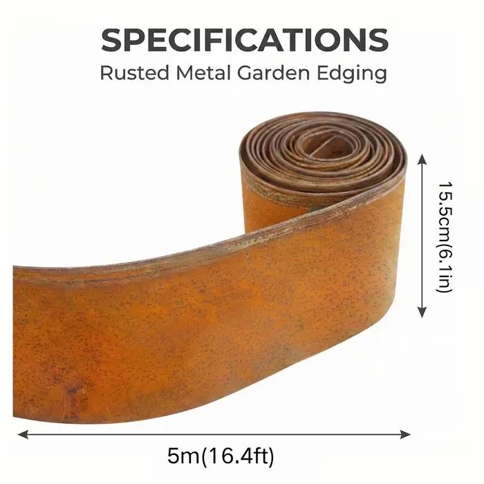1 rouleau de bordure de jardin en métal pré-rouillé, bordure de jardin en acier vintage pour parterr