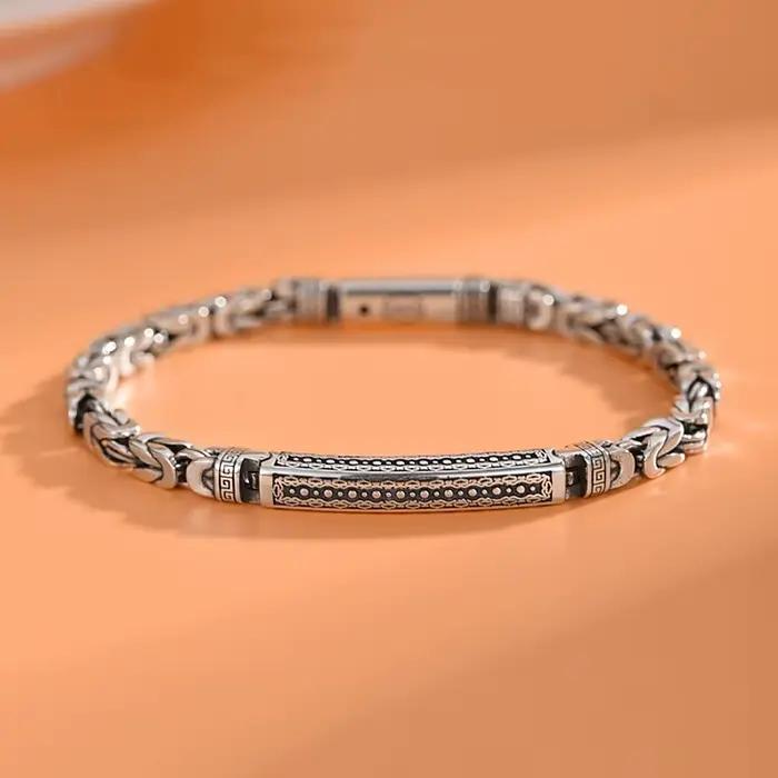 Bracelet rétro plaqué argent pour hommes et femmes, motif paix, bracelet tendance, bijoux de couple,
