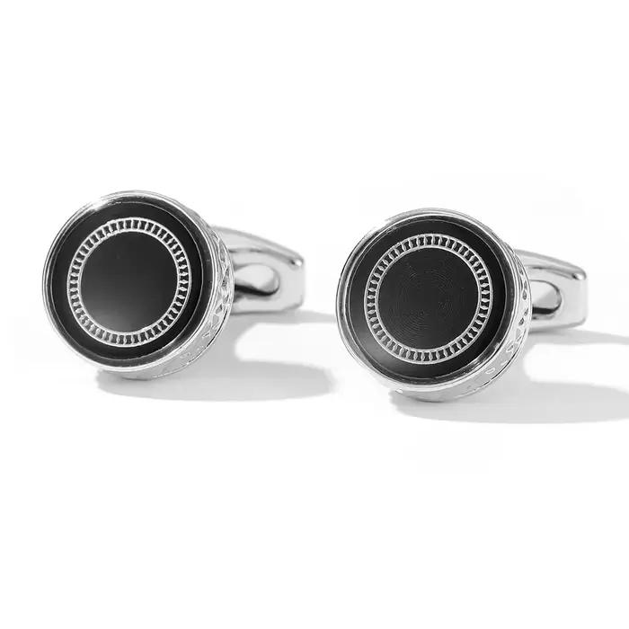 Boutons de manchette ronds noirs pour hommes, Style OL décontracté, chemises françaises, boutons, mo