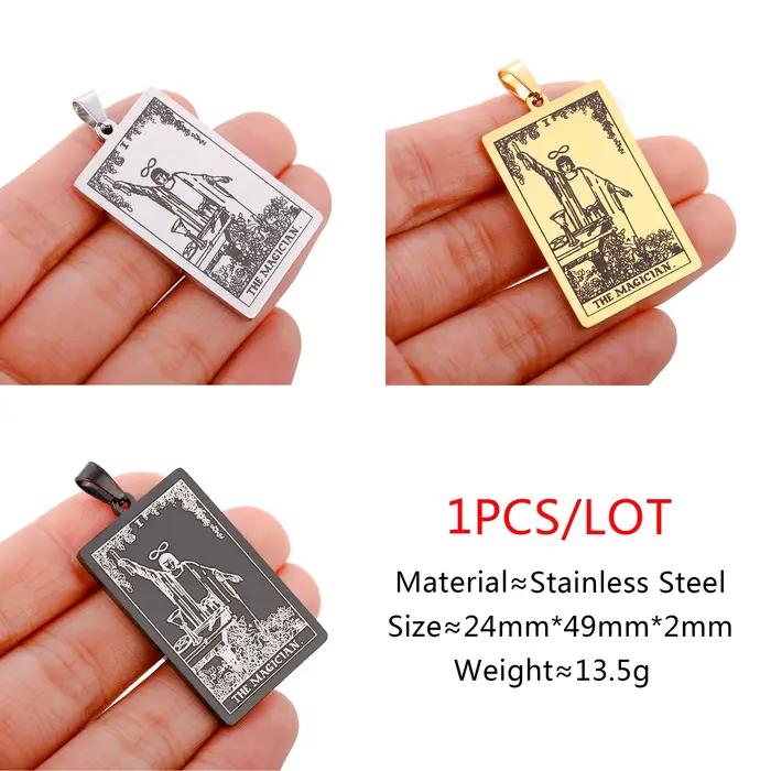 22 cartes de Tarot collier pendentif en acier inoxydable arcanes majeurs Divination breloques pour b
