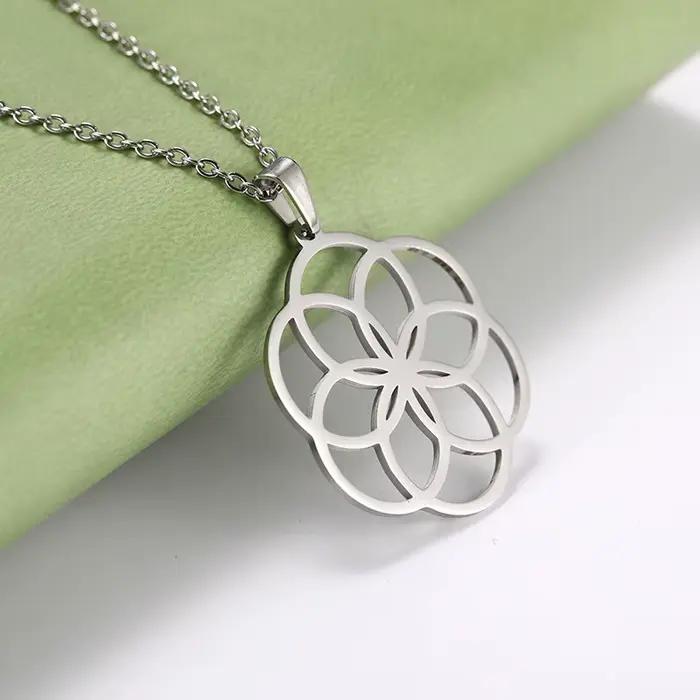 Collier fleur de vie HIPEE pour femmes et filles, collier en acier inoxydable, bijoux cadeau