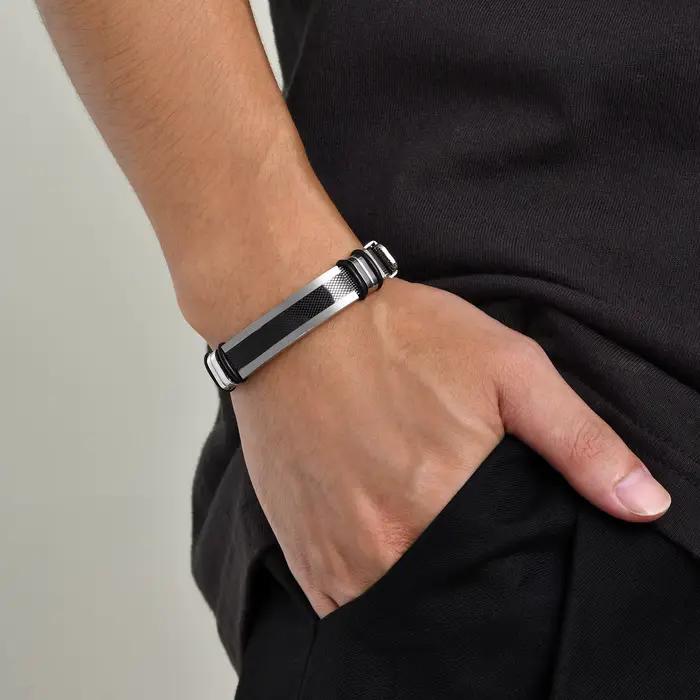 Bracelets en maille d'acier inoxydable pour hommes, bracelet de barre d'identification étanche, cade