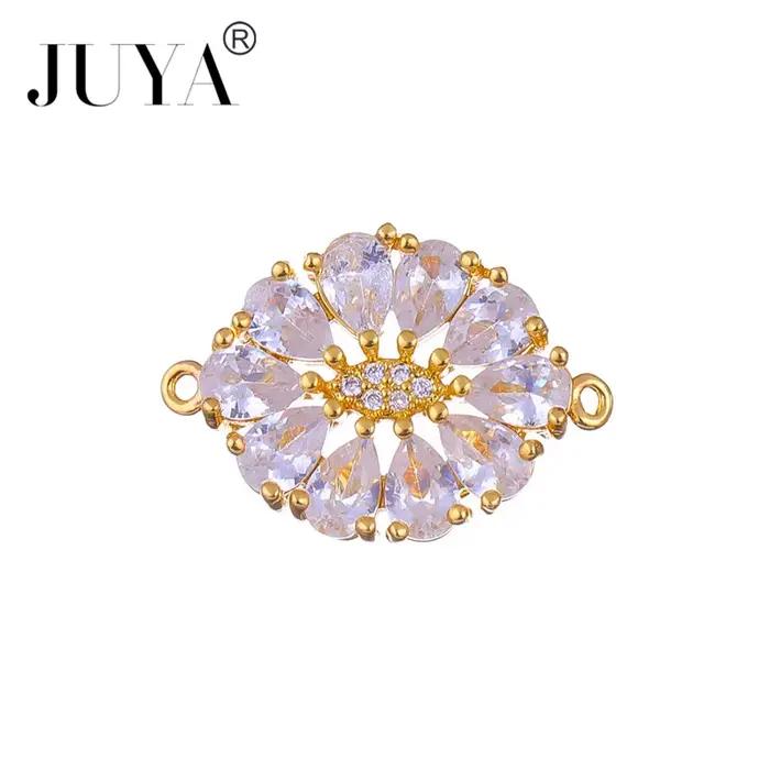 JUYA-Breloques en cristal AAA, composants exécutifs faits à la main, connecteurs de fleurs en crista
