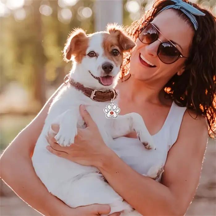 Plaques d'identification personnalisées pour chiens et chats, gravées, en alliage, avec nom et empreinte de patte, pour collier, pendentif, accessoires pour animaux de compagnie