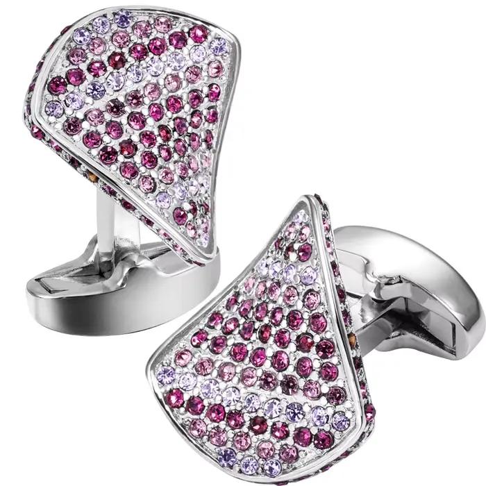 Boutons de manchette en cuivre et cristal multicolores élégants pour hommes occasions formelles mariage affaires cadeau prestige