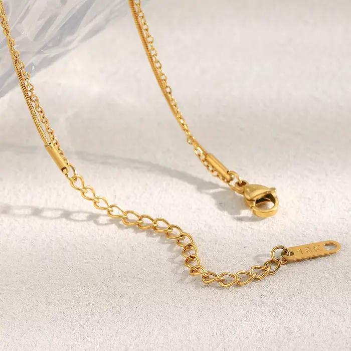E.B.belle – collier serpent à Double couche en acier inoxydable plaqué PVD, chaîne O, bijoux de déclaration empilables pour femmes