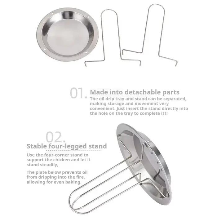 Support de rôtissoire Vertical pour poulet en acier inoxydable, avec plateau d'égouttage, outils de gril pour rôtir du poulet, dinde, canard, fournitures de cuisine