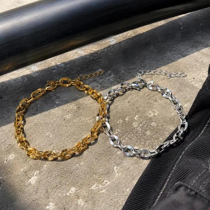 Bracelet en acier inoxydable pour femmes et hommes, chaînes minimalistes, bijoux en gros, fournisseur en gros, sur mesure