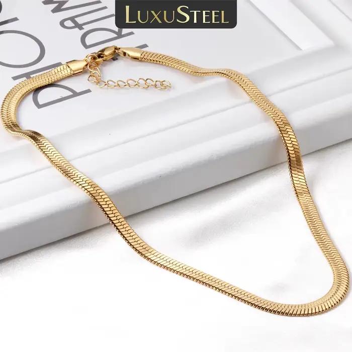 LUXUSTEEL – collier à chaîne en acier doré pour hommes et femmes, joli pendentif en acier inoxydable, bijoux cadeau