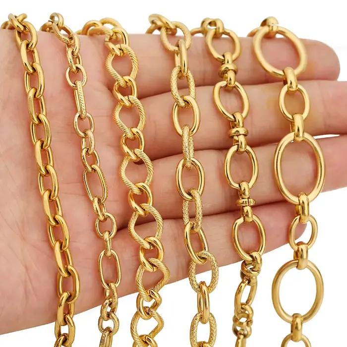 1 mètre en acier inoxydable grand lourd épais Hip Hop Punk lien chaînes de couleur or bijoux à bricoler soi-même matériaux collier Bracelets faits à la main