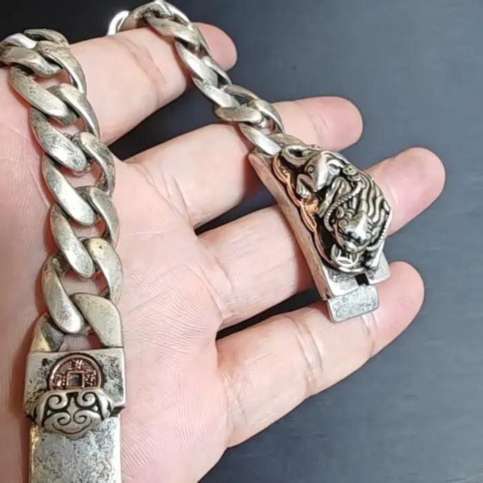Bracelet pour homme en argent vieilli
