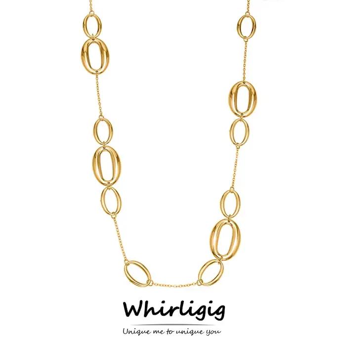 Colliers en chaîne à maillons longs de 77cm, plaqué or 18 carats, imperméable, ne ternit pas, chaînes de pull en acier inoxydable pour femmes