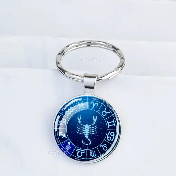Porte-clés en métal signe du zodiaque, 12 constellations, Lion, Vierge, Vèbre, Scorpion, Sagitchlore, pendentif us, porte-clés, cadeaux, mode