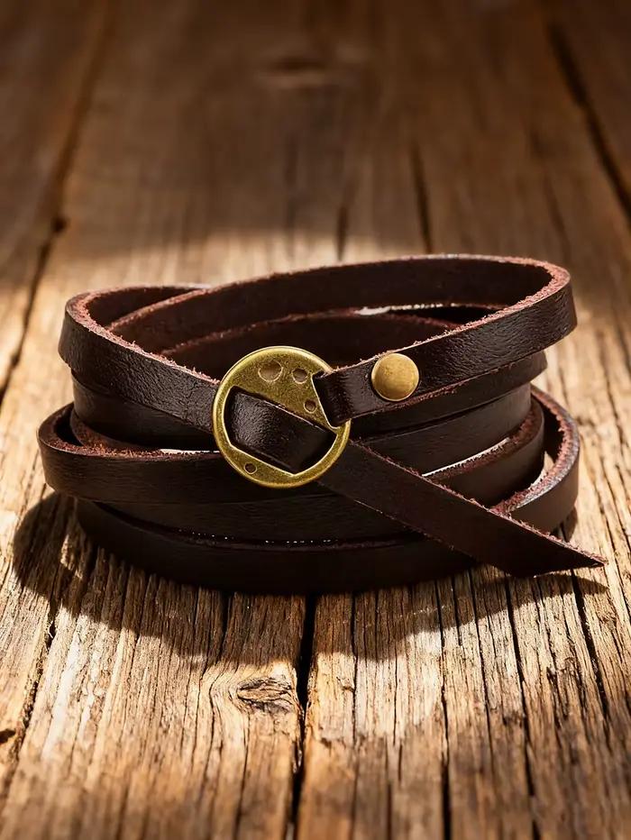 Nouveau Bracelet pour hommes Style Punk multicouche en cuir avec lettres Vintage Design Simple pour la Protection bijoux porte-bonheur et énergétiques