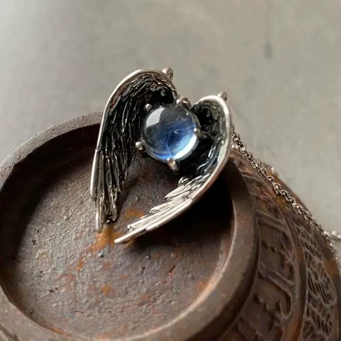 ZRM – collier avec pendentif ailes en cristal, mode européenne et américaine, personnalité Unique, rétro fantôme, bijoux cadeau, nouvelle collection