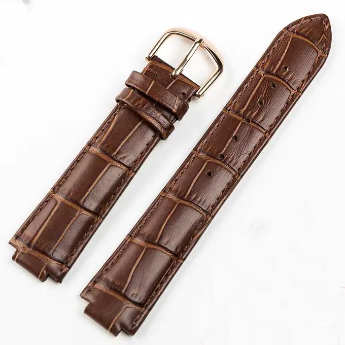 Bracelet de montre en cuir véritable adapté à l'interface convexe Cartier 16/18/20/22mm, accessoires de remplacement pour chaîne de montre homme/femme