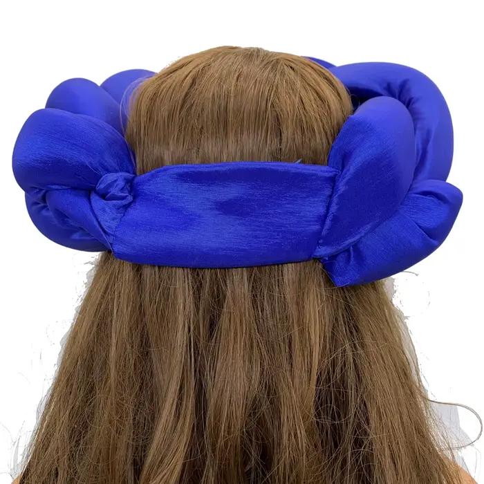 Grande tresse exagérée bandeau africain en soie brute Turban casquette pour les femmes Nigeria fête de mariage casque femme bandeau