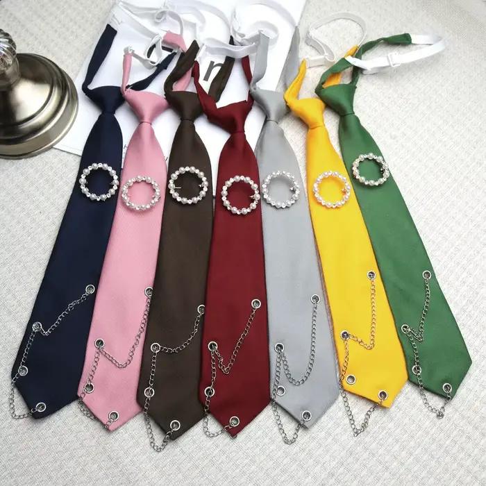 Décoration de chaîne de perles, pas besoin de nouer, style JK pour filles, style universitaire, simple et tendance, accessoires de chemise polyvalents