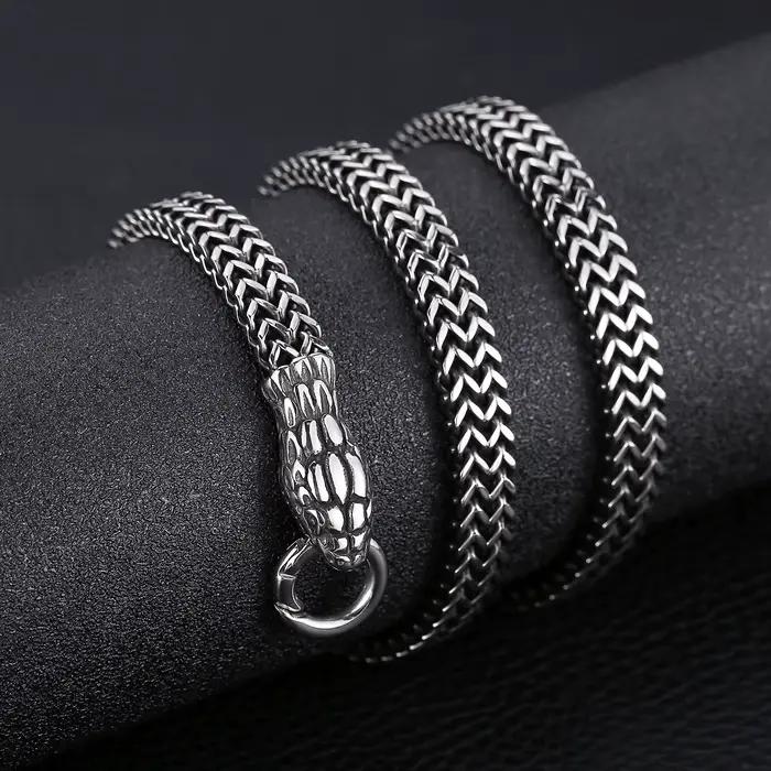Collier chaîne tressée serpent punk Kalen, tendance, métal, acier inoxydable, 60 cm de long, accessoires, bijoux pour hommes