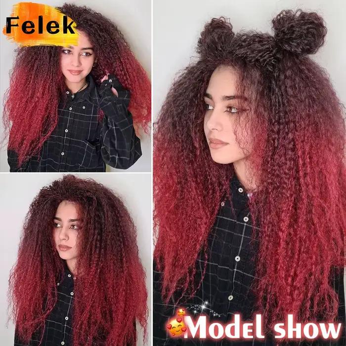 Crochet cheveux Afro boucles tressage Extensions de cheveux synthétique africain tressé cheveux pour tresses crépus bouclés doux Ombre rose violet