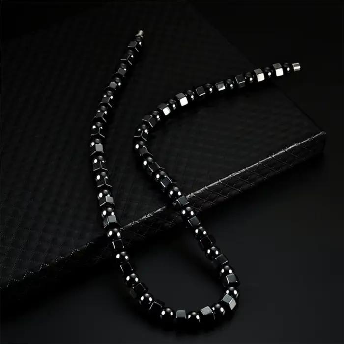 Collier de Guérison en Hématite Noire, Thérapie Magnétique, Bijou Unisexe Mode et Élégant Pour Toutes Occasions Spéciales