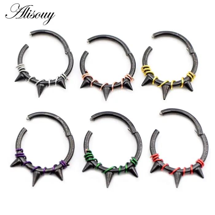 Alisouy-Générateur de piercing Septum en acier, anneau de segment articulé ClUNICEF, boucles d'oreilles Goth Antarchoop, cartilage d'oreille Jules Helix, 1 pièce