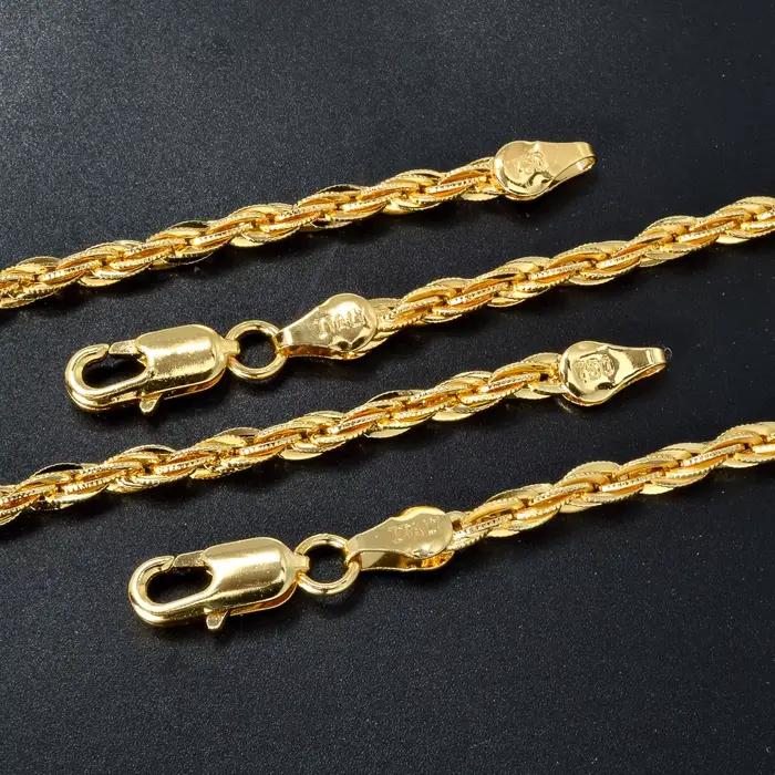 Chaîne torsadée classique italienne 750 unisexe, bijou quotidien, chaîne fine empilable, fermoir mousqueton, accessoire pour pendentif vierge