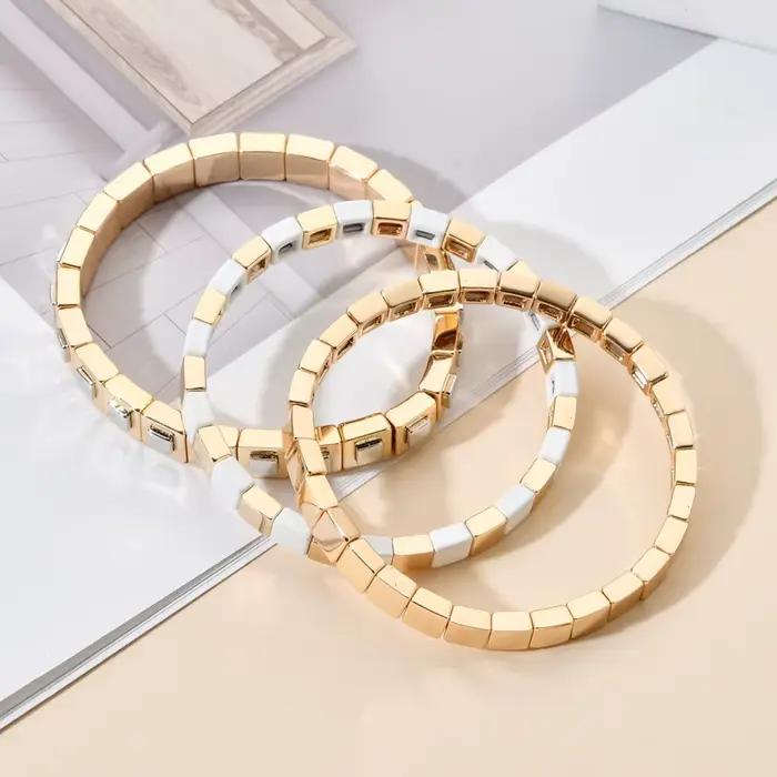 Bracelet en or émaillé pour hommes et femmes, bijoux faits à la main, bracelet jonc, été, plage, bricolage, document, amis