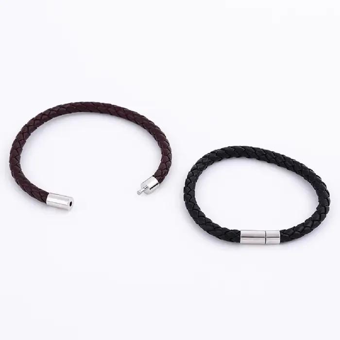 Bracelet en cuir tressé pour homme, fermoir magnétique de haute qualité, bracelet vintage réglable pour un usage quotidien
