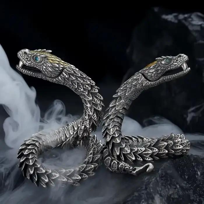 Bracelet de luxe en argent 925 pour hommes, artisanat Unique, Design Original, haute qualité, Style Hip Hop, serpent, bijoux