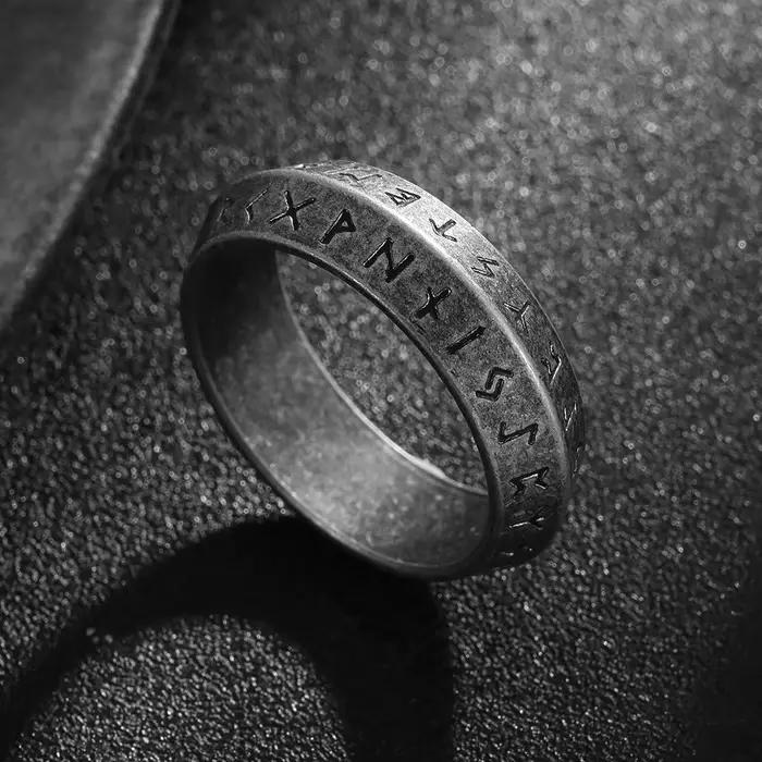 Bague Viking nordique Futhark Runes pour hommes