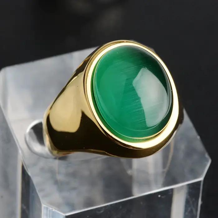 Bague en acier inoxydable avec pierre d'opale pour hommes et femmes, matiques vintage rétro, vente en gros d'usine, nouveau, 2022