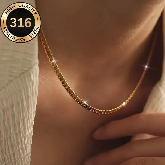 Collier ras du cou unisexe style punk, chaîne Figaro 4,2 mm, plaqué or, inaltérable, en acier, étanche, pour homme et femme