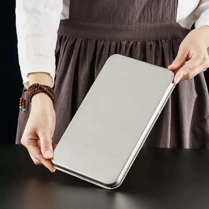 Plateau rectangulaire en acier inoxydable, plateau de présentation de Buffet, assiette de service alimentaire en métal, poêle à nouilles de riz, organisateur de stockage de plats à domicile