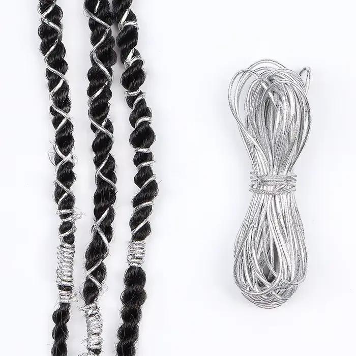 Tresses de cheveux tressées africaines, accessoires pour dreadlock, argent, or, décoration, style miroitant, extensible, élastique