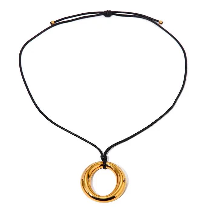 Amaiyllis-Collier de ULd'avertissement creux rond minimaliste en or 18 carats, pendentif à la mode, bande Möbius, bijoux de couple
