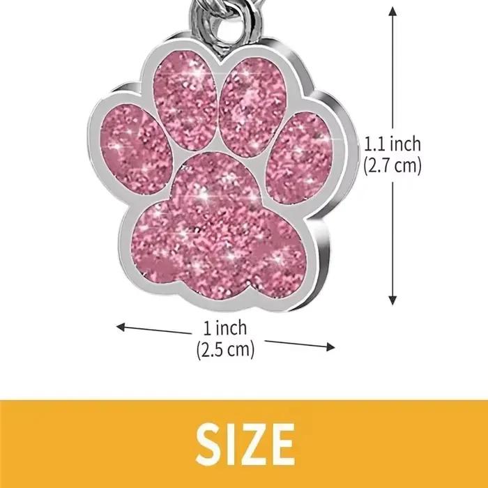 Étiquettes de plaque personnalisées gratuites pour chien et chat, nom d'identification pour chiot gravé, pendentif patte en alliage à paillettes, accessoires pour animaux de compagnie et chiens