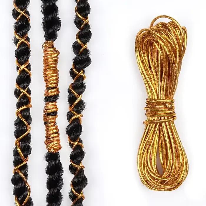 Tresses de cheveux tressées africaines, accessoires pour dreadlock, argent, or, décoration, style miroitant, extensible, élastique